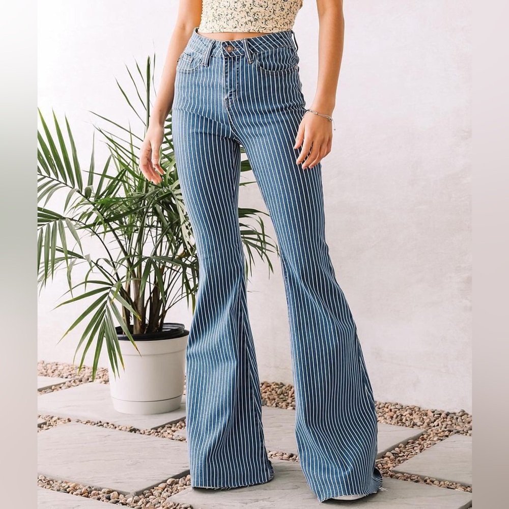 Judy Blue® Ultra High Rise Super Flare Jean In Pin Stripe - Picture 3 of 14